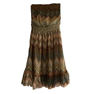 Poetry Ruffled Chevron Strapless Dress